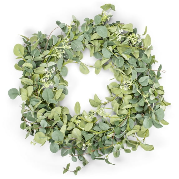 Pine Green Eucalyptus 24 inch Foam Decorative Hanging Wreath