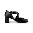 thumbnail image 3 of BLISSFUL STEP Women's Cross Strap Block Heels Mary Jane Pumps Black 8, 3 of 7