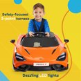 thumbnail image 3 of Kidzone 12V Licensed McLaren 765LT Kids Ride On Sports Car Electric Vehicle Vehicles with 2 Speeds, Parent Control, Smooth Start, Suspension, Hydraulic Doors & Hidden Training Wheels - Gray, 3 of 6