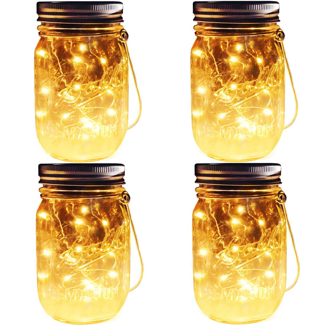 3Pcs Solar Power Mason Jar Lid Lights 20 LED Fairy String Lamp Garden Xmas Decor 