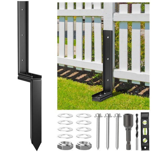 Housolution Fence Post Repair Kit, Steel Post Repair Stake with Adjustable Angle, Separated Anchor Ground Spike Easy to Fix Broken