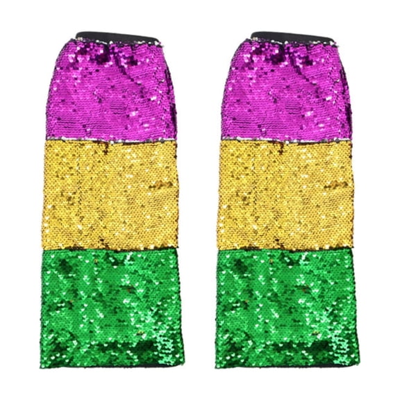 MoJoGo Women's Mardi Gras Theme Leg Warmers Festival Holiday Decor Fashion Leggings with Sequins for Dance Party I Free Size