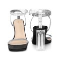 thumbnail image 5 of BLISSFUL STEP Square Toe Rhinestone Strap Clear Heel Block Heels Sandals for Women Black (Size 10), 5 of 6