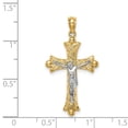 thumbnail image 2 of 14k Two-tone Gold Florentine Crucifix 33x17mm Wide Pendant Necklace for Women - 1.5 Grams, 2 of 2