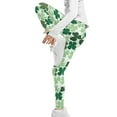 thumbnail image 4 of COEQINE St Patricks Day Clover Green White Girls Yoga Legging High Waist Sport Pants Buttery Soft Stretch Running Leggings, for 12-13 Years Kids Girls, 4 of 7