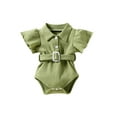 thumbnail image 1 of Qmyliery Baby Solid Color Turn-Down Collar Fly Sleeve Bodysuit with Waist Belt for Summer, 1 of 9