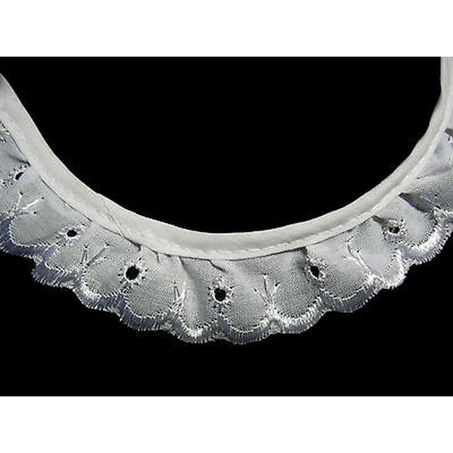 Kiddo 1" White Gathered Ruffled Cotton Eyelet Lace Trim Wholesale Sewing Notions