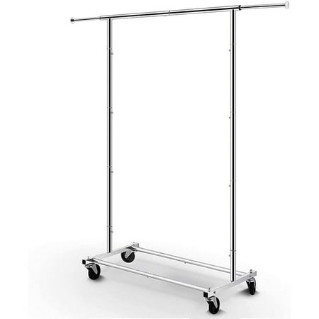 

Adjustable Height and Width Rolling Metal Clothes Rack-Silver