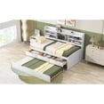 thumbnail image 4 of Twin Size Wooden Captain Bed with Built-in Bookshelves,Three Storage Drawers and Trundle, White Wash, 4 of 8