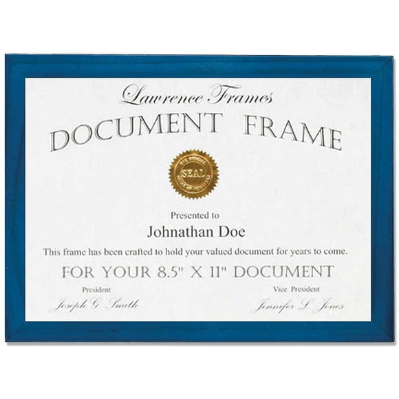 Marco para documentos Lawrence Frames, madera, 8,5 x 11 pulgadas, color azul