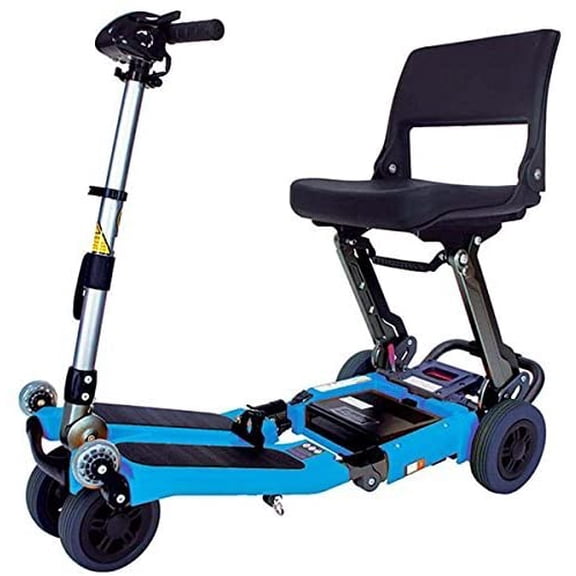 Luggie Standard Folding Travel Mobility Scooter - Blue 4 Wheels