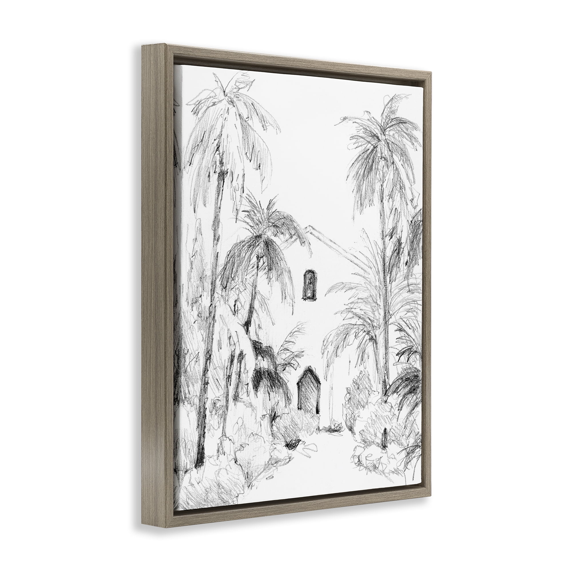 Stupell Industries Island Church Sketch Brown Framed Floater Canvas Wall Art, design by Lanie Loreth