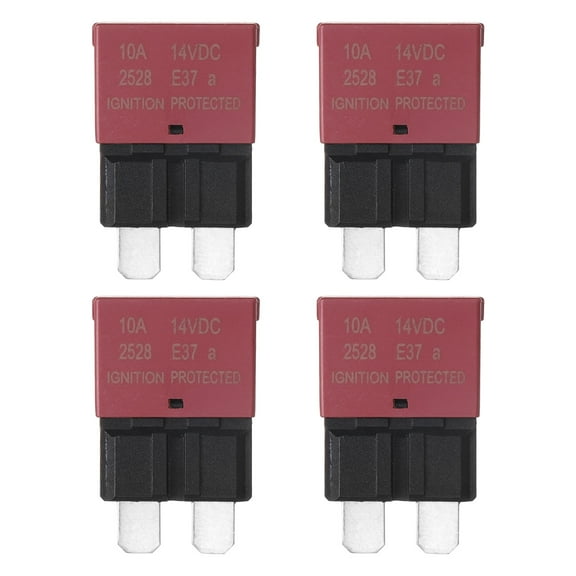 Automotive Resettable Fuse, 14V DC 10A E37 Low Profile ATC/ATO Automotive Blade Circuit Breaker Reset Fuses for Car, Truck, RV, SUV, Marine, Boat, Motorcycle, Pack of 4