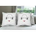 thumbnail image 6 of Ambesonne Music Throw Pillow Cover 4 Pack, Lady Listening to Music, 20", Black White, 6 of 7