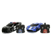 Jada Toys Hyperchargers Heat Chase Twin Pack 1:16 - 2017 Ford GT & 2015 Dodge Charger SRT Hellcat Police Radio Control Cars