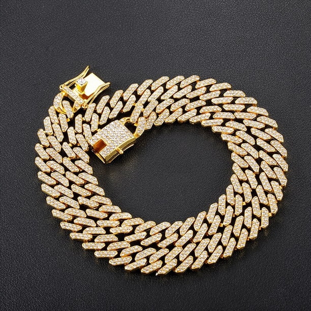 Cadena de eslabones cubanos de cadera para hombres, collar cubano helado de Miami, collares ostentosos chapados en oro, joyería de rapero de 13MM para hombres y mujeres Tan Jianjun unisex