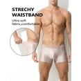 thumbnail image 3 of Ausing Men Silky Trunks Lightweight Breathable Underwear Athletic Workout Stretch Underpants Low Rise Boxer Brief S Silvery, 3 of 7