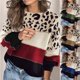 thumbnail image 2 of Suéter de cuello redondo suelto de estilo europeo y americano para mujer con contraste de colores para invierno, otoño e invierno, 2 of 5