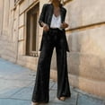 thumbnail image 2 of FNFYFH Womens Sequin Blazer Suits Trendy Long Sleeve Lapel Jackets Sets 2 Piece Business Outfits for Work Loose Fit Wide Leg Pants Palazzo Pants Suits S-XL, 2 of 6