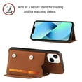 thumbnail image 5 of Elehold Lanyard Wallet Case for iPhone 14 Plus 6.7 Inch Max Premium vegan leather with Wrist Strap,Shockproof Magnetic Buckle Flip Kickstand Credit Card Slots Anti-Scratch Protective Cover,Brown, 5 of 6