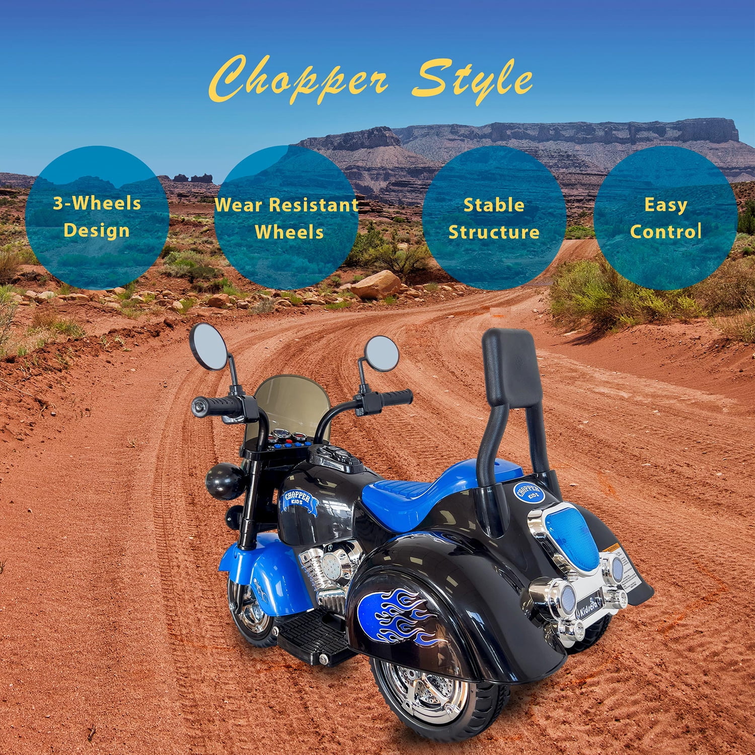 CIPACHO Trike Motorcycle 6 V Powered Ride on Motorcycle for Kids, 3 Years Old Above, Blue CIPACHO Trike Motorcycle 6 V Powered Ride on Motorcycle for Kids, 3 Years Old Above, Blue