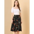thumbnail image 2 of Falda a Media Pierna Allegra K con abertura En la Cintura y Estampado floral para Mujer Negros S, 2 of 6