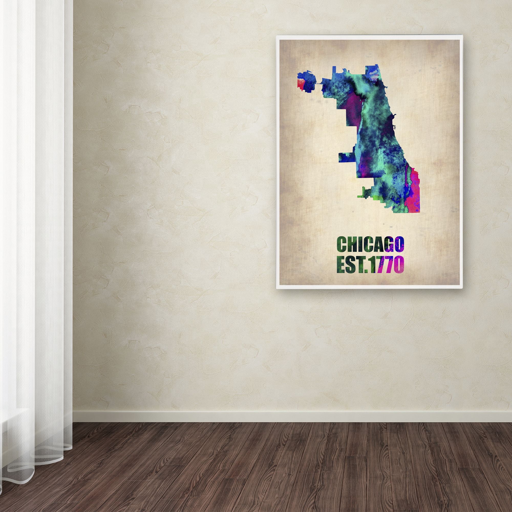 Trademark Fine Art "Chicago Watercolor Map" Canvas Art by Naxart