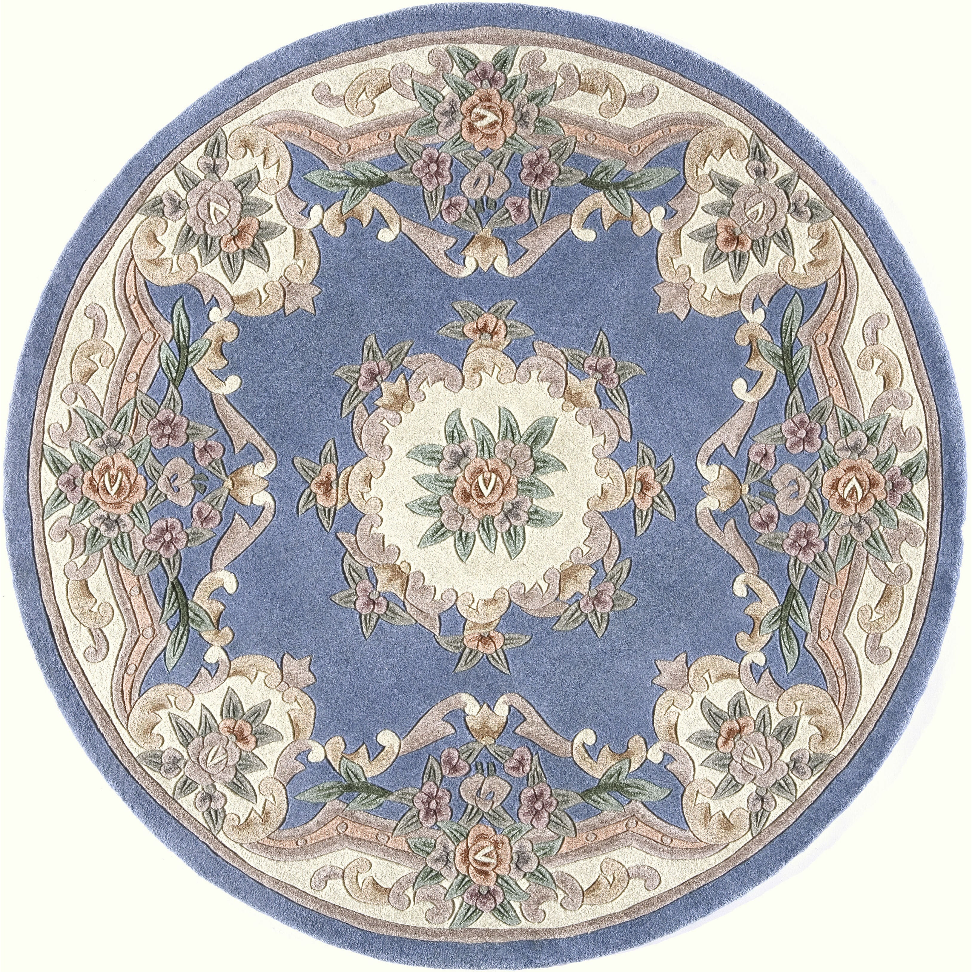 Rugs America New Aubusson Collection Light Blue 510208 Traditional