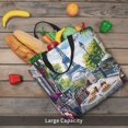 thumbnail image 4 of KLL Parisian Cafe With Eiffel Pattern Aesthetic Tote Bag for Women Beach Bag Shopping Bags Shoulder Bag Reusable Grocery Bags, 4 of 5