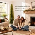 thumbnail image 3 of Fehomix 6FT Pre-Lit Pencil Christmas Tree with 150 Warm White LED Lights, 358 PVC Tips, Slim Artificial Christmas Tree with Metal Stand for Apartments, Corners, Small Spaces & Offices, 3 of 10