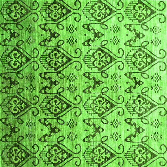 Ahgly Company Indoor Square Abstract Green Contemporary Area Rugs, 3' Square