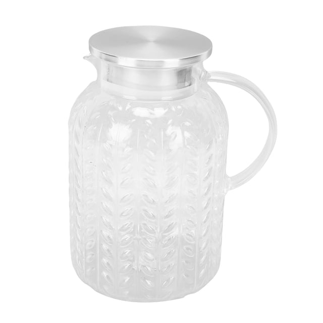 Jarra Jarra De Agua Transparente Con Tapa Y Asa Jarra De Té Helado Con Patrón De Hoja A Prueba De Calor Acrílica De 1,8 L Para Bebidas De Café