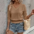thumbnail image 5 of Fewfanhot Womens Blouses Knit Sweaters Fall V Neck Long Sleeve Pullover Casual Loose Tops, 5 of 9