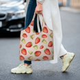thumbnail image 5 of Xecao's Strawberries Canvas Tote Bag is a versatile choice for women, serving as a stylish beach bag, shopping bag,and reusable grocery bag., 5 of 5