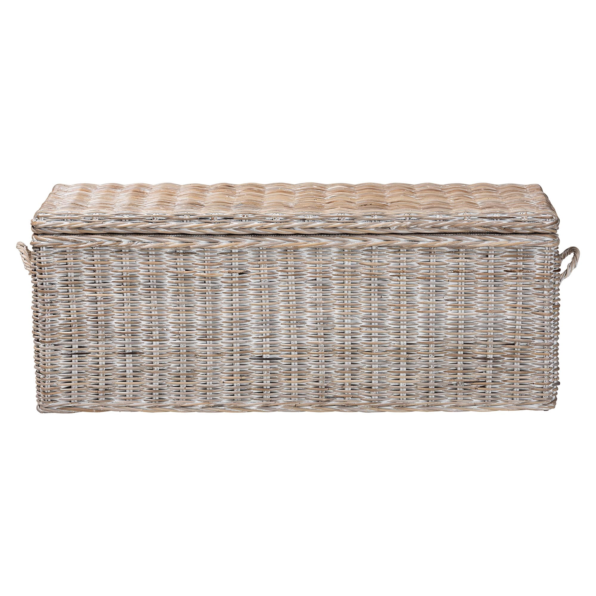 bali & pari  Clarette Boho Storage Bench, Whitewash Kubu Grey