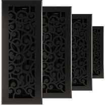 Imperial RG3375 Cast Iron Wonderland Decorative Floor Register, 4 x 12-Inch, Matte Black, 4 Pack