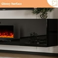 AMERLIFE Floating Fireplace TV Stand, Wall Mounted Mirrored