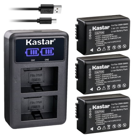 Kastar 3-Pack DMW-BMB9 Battery and LED2 USB Charger Compatible with Panasonic Lumix DC-FZ80  Lumix DC-FZ85  Lumix DMC-FZ40  Lumix DMC-FZ45  Lumix DMC-FZ47  Lumix DMC-FZ48 Camera