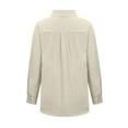 thumbnail image 5 of CZHJS Women's Comfy Elegant Tunic Solid Color Tops Casual Loose Vintage Clothing Trendy Work Long Sleeve Shirts Fashion Button Down Collared Dressy Blouse Beige S, 5 of 5