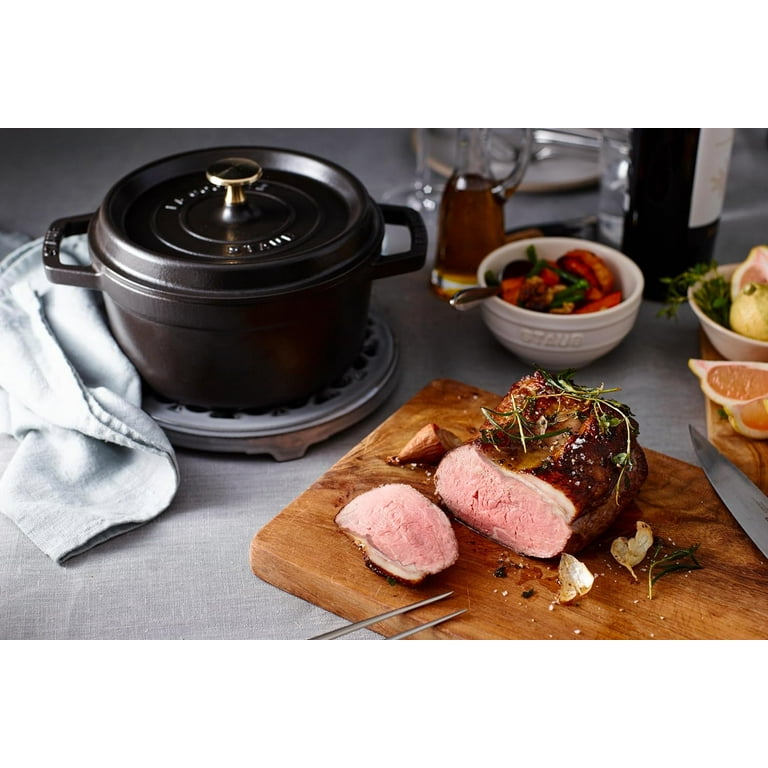 Staub 20cm Cast Iron Round Cocotte, Oven Safe, 2.2L, Black
