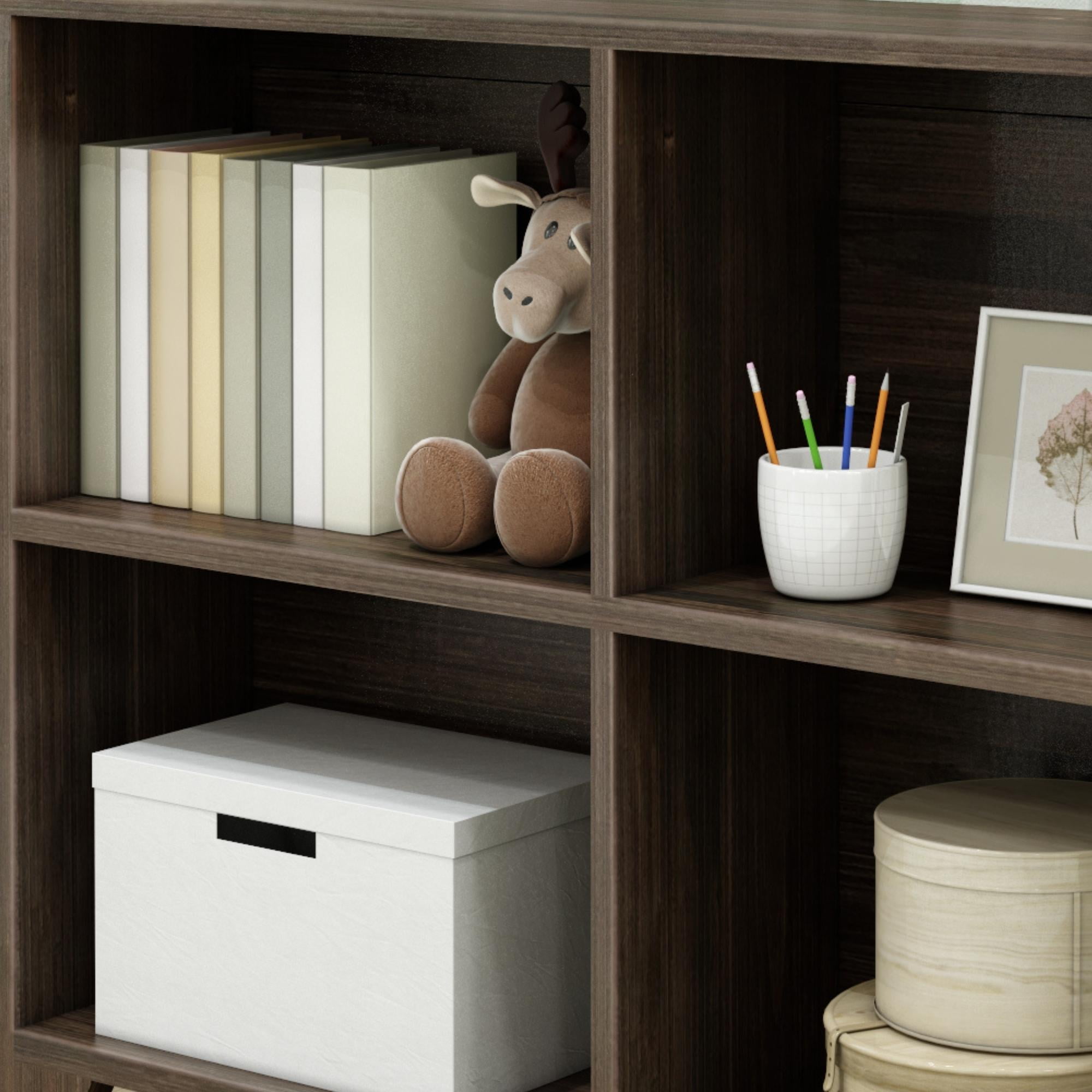 Max & Lily Bookshelf, 4 Shelves Bookcase, Solid Wood Bookshelves for Bedroom