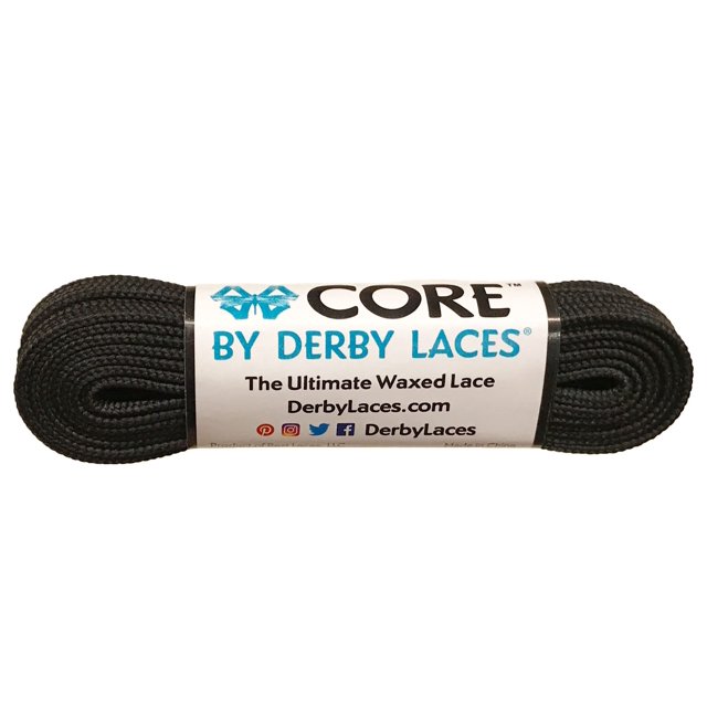 Derby Laces CORE Cordón encerado estrecho de 6 mm para patines artísticos, patines, botas y zapatos normales (negro 72 pulgadas/183 cm)