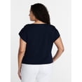 thumbnail image 3 of Terra & Sky Women’s Plus Pleated Shoulder Top with Short Sleeves, Size 0X-5X, 3 of 5