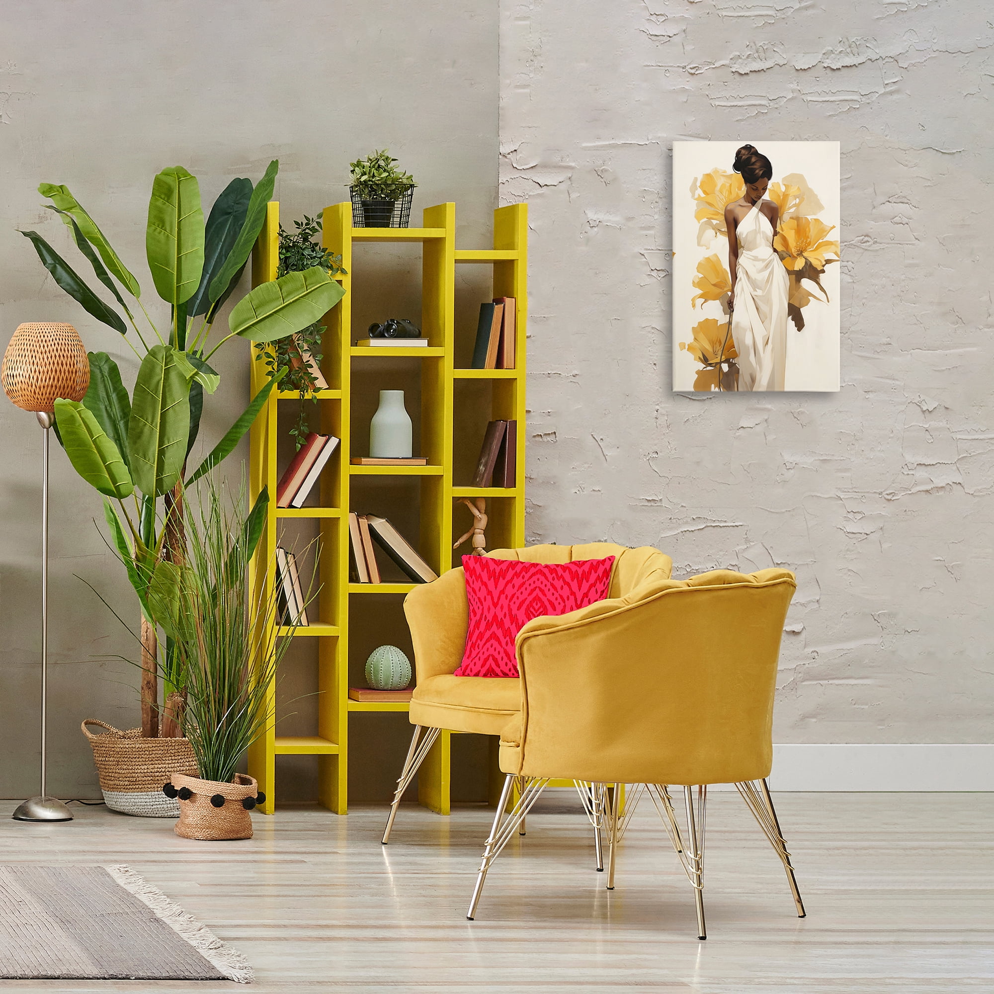 Stupell Industries Elegant Woman with Flowers People Painting Wrapped Canvas Art Print Wall Art, 16 x 24