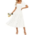 thumbnail image 1 of Vestido ZESICA para mujer, estilo bohemio, floral, midi, blanco, talla M, 1 of 7