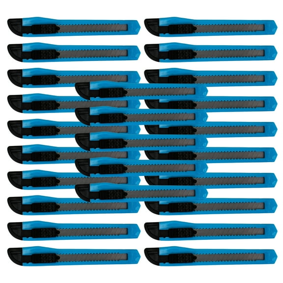 MotoProducts 25 Sky Blue Small Retractable Utility Knife Wholesale 5 inch Manual Lock Box Cutter Snap Off Blade