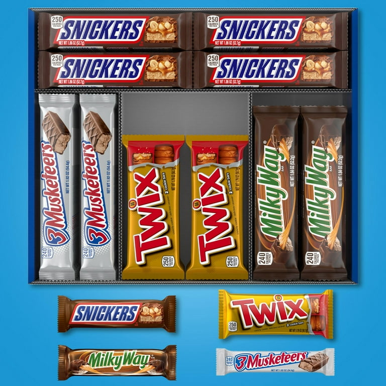 SNICKERS, TWIX, MILKY WAY & 3 MUSKETEERS Variety Pack Chocolate Candy Bar  Assortment, 18 Bars