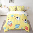 thumbnail image 2 of Castle Fairy Teens Kids Galaxy Rocket Planet Bedding Comforter Set 7 Pieces,Outer Space Full Bedding Set Lightweight,Kawaii Cosmos Astronaut Fitted Sheet Flat Sheet,Ultra Soft Home Decor,Reversible, 2 of 8