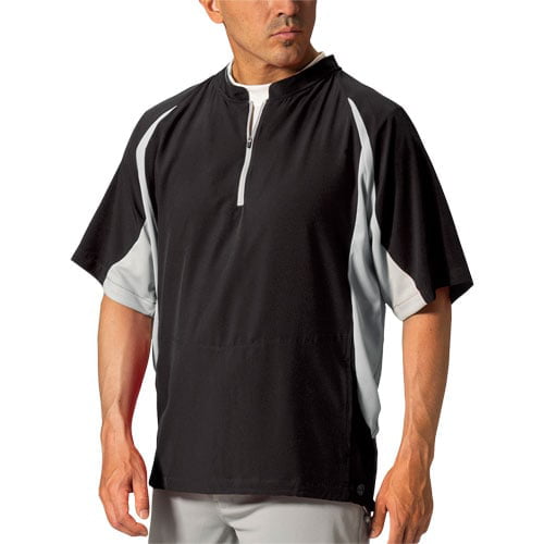 Wire2wire Men's Performance Short Sleeve Baseball Cage Jacket Black/Grey M  