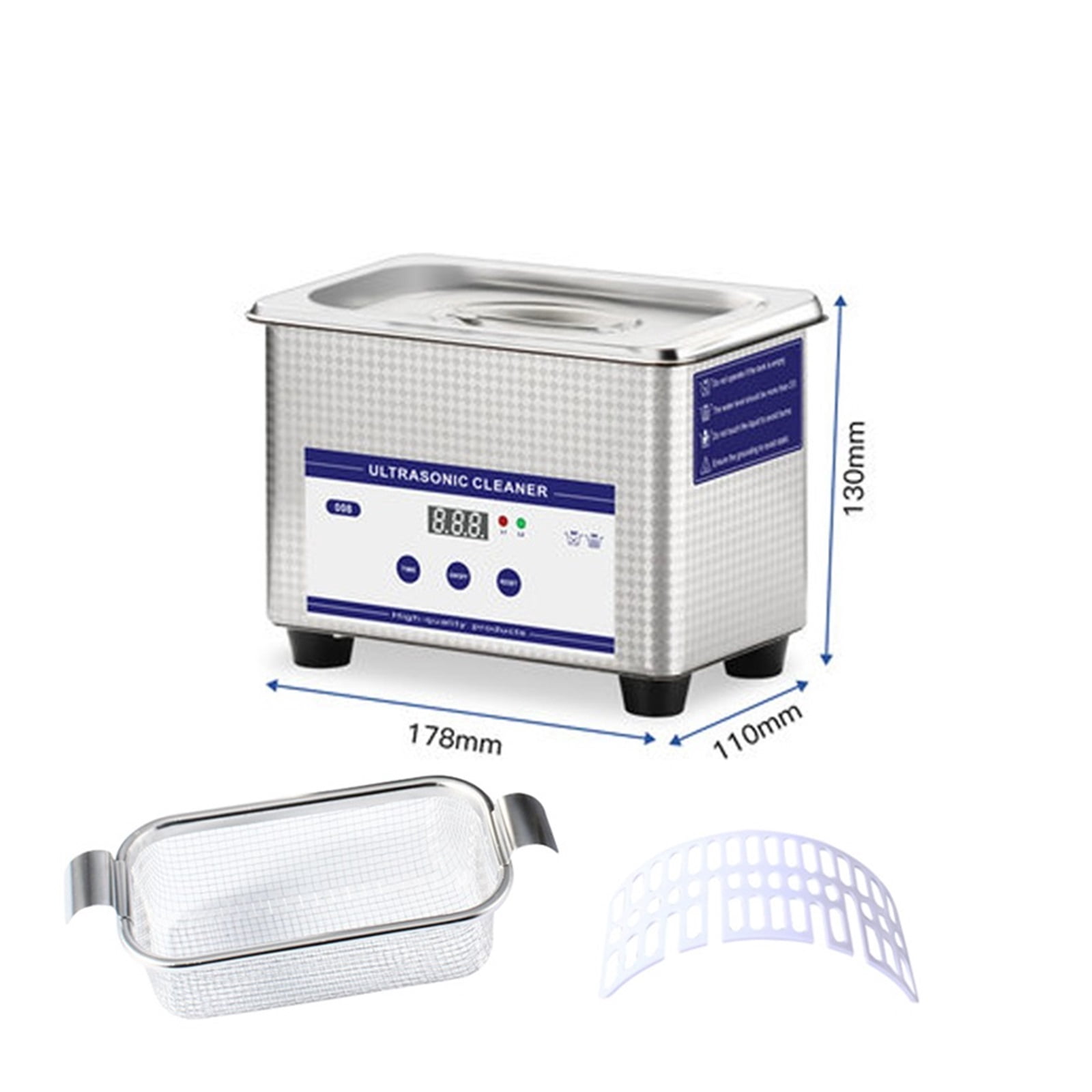 50W 0.8L Ultrasonic Cleaner Stainless Steel Washing Bath Machine Glasses Jewelry Watch Mini Ultrasound Wave Cleaning Tank